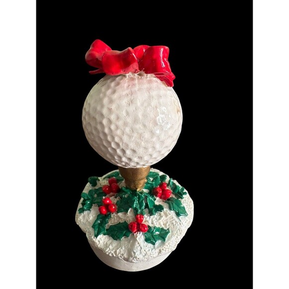 Vintage 1993 Enesco Golf Ball Figurine Happy Holly Days Christmas Decor - Picture 4 of 7